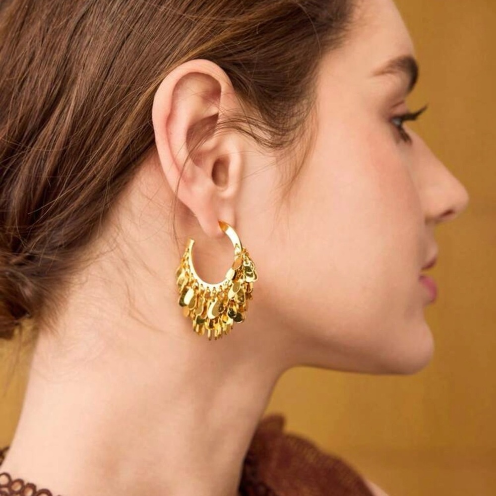 Premium quality Gold Hoop Fringe Earrings - Women's Fashion Jewelry